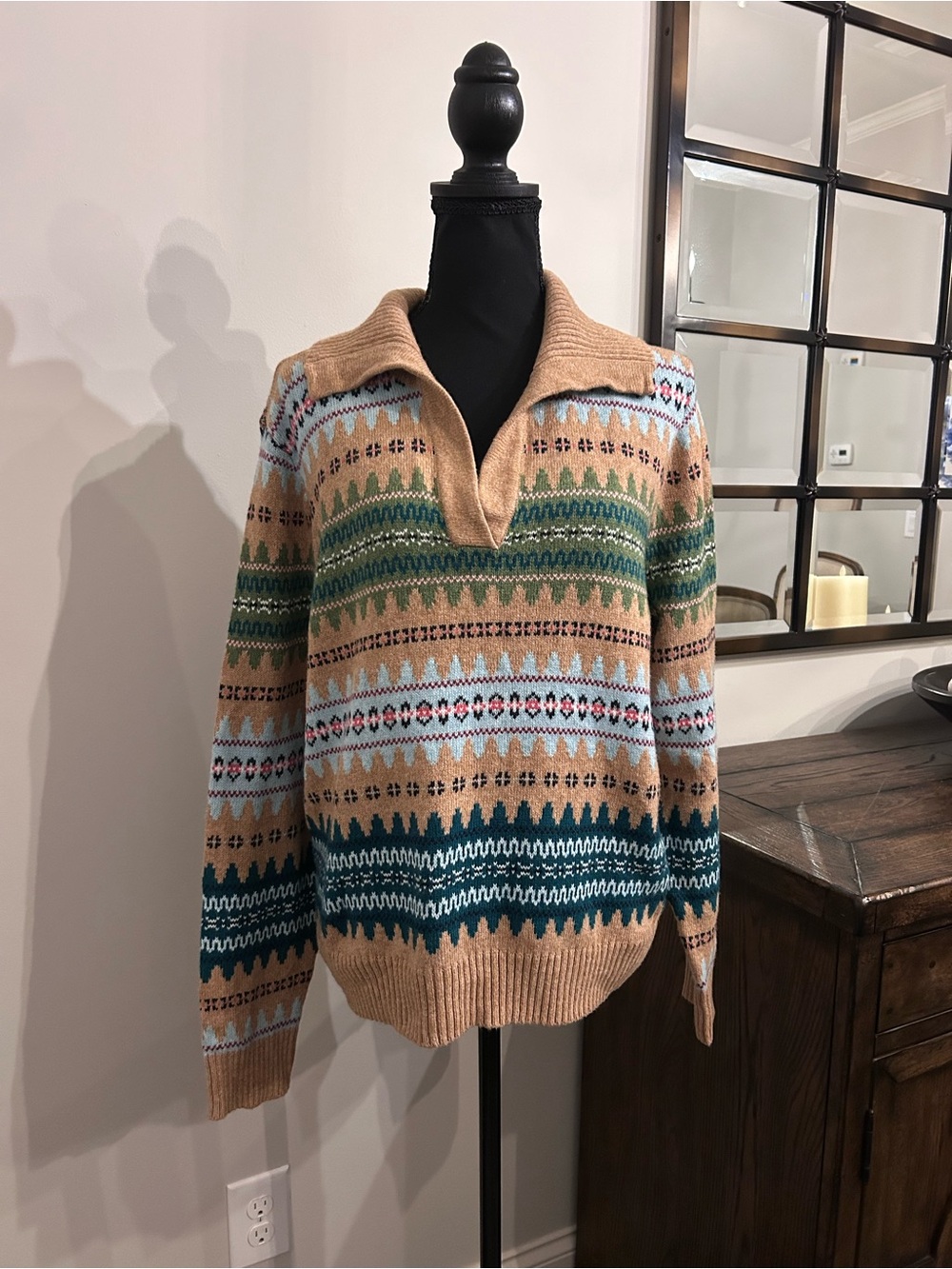 NWT Talbots Johnny Collar Sweater -  Johnny Autumn Fair Isle